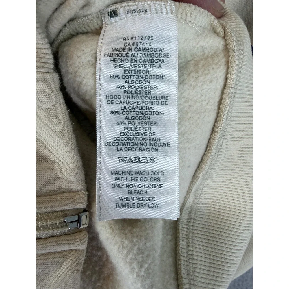 True Religion Hoodie Jacket Mens XL White Full Zip Fleece Buddha Graphic Back